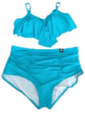 Torrid Teal Ruffled Flounce Bikini Top & High-Waist Bottoms Swimsuit Set 3X Nwt